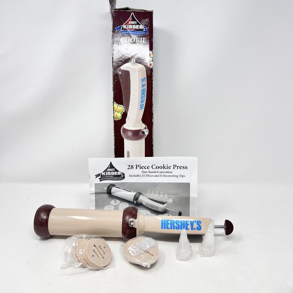 Hershey Kisses 28 Piece Cookie Press 21 Disc 6 Tips - New Damaged‎ Box